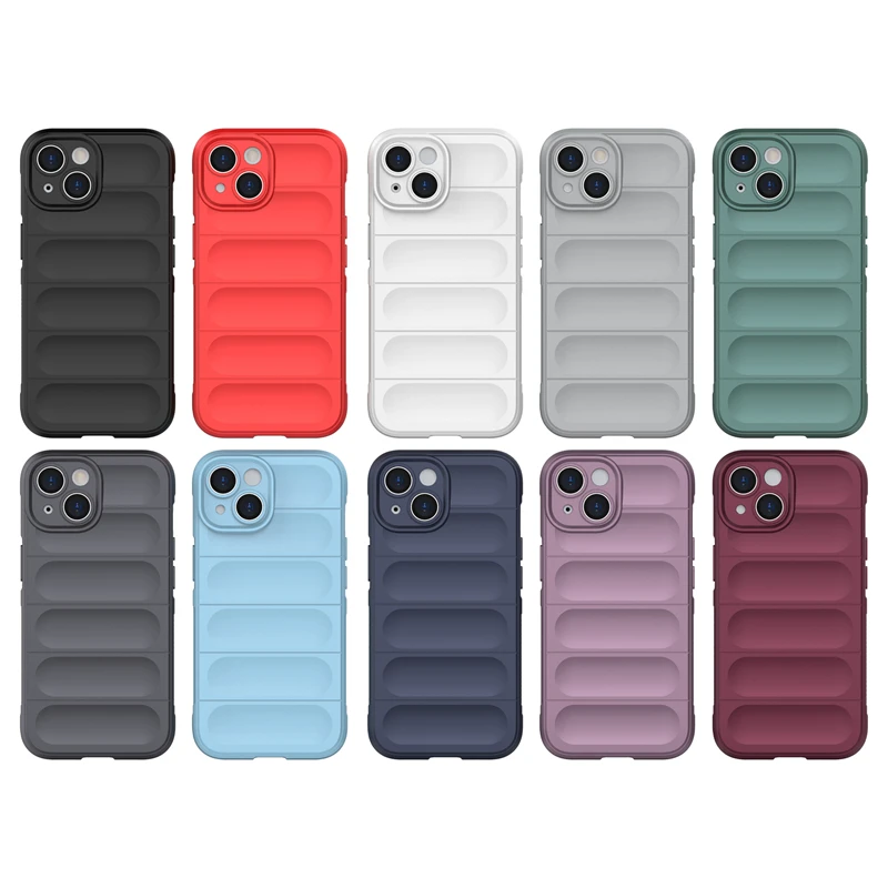 For iPhone 15 Anti-drop Rugged Cell Phone Case Shockproof TPU Back Cover Protector