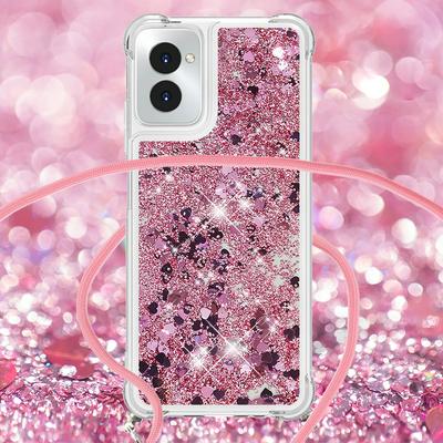 For Motorola Moto G Power 5G 2024 Solid Color Anti-fall Quicksand Soft TPU Back Phone Cover with Lanyard