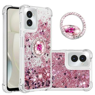 For Motorola Moto G Power 5G 2024 Ring Buckle Anti-fall Scratch Resistant Quicksand Soft TPU Back Cover Phone Case