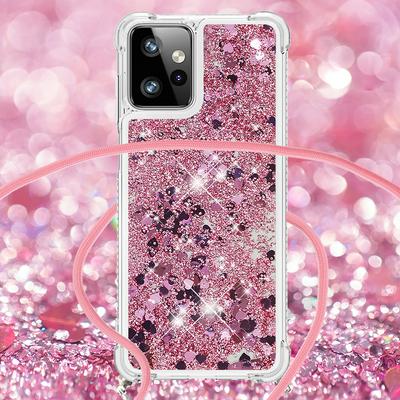 For Motorola Moto G Power 2023 Solid Color Anti-fall Quicksand Soft TPU Back Phone Cover with Lanyard