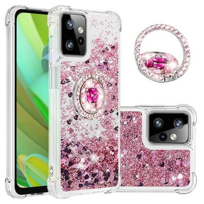 For Motorola Moto G Power 2023 Ring Buckle Anti-fall Scratch Resistant Quicksand Soft TPU Back Cover Phone Case