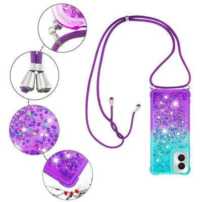 For Motorola Moto G Power 5G 2024 Lanyard Anti-fall Gradient Quicksand Soft TPU Back Cover Phone Case