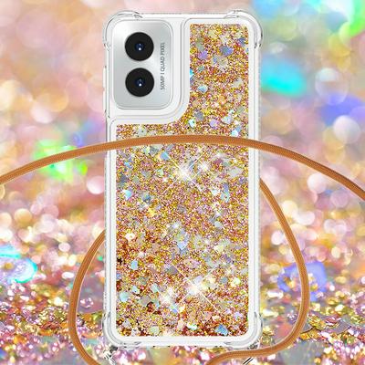 For Motorola Moto G Play 4G 2024 Solid Color Anti-fall Quicksand Soft TPU Back Phone Cover with Lanyard