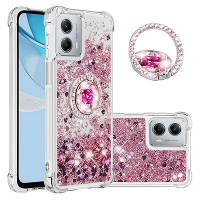 For Motorola Moto G 5G 2023 Ring Buckle Anti-fall Scratch Resistant Quicksand Soft TPU Back Cover Phone Case