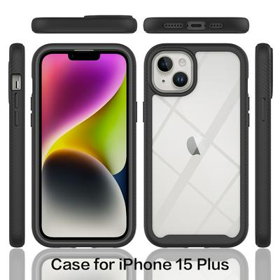 For iPhone 15 Plus Case Shockproof TPU+PC Phone Back Cover with PET Screen Film