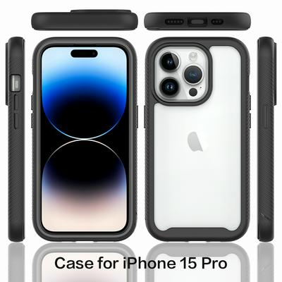 For iPhone 15 Pro Case Shockproof TPU+PC Phone Back Cover with PET Screen Film