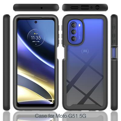 For Motorola Moto G51 5G Case Shockproof TPU+PC Phone Back Cover with PET Screen Film
