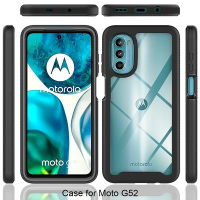 For Motorola Moto G52 Case Shockproof TPU+PC Phone Back Cover with PET Screen Film