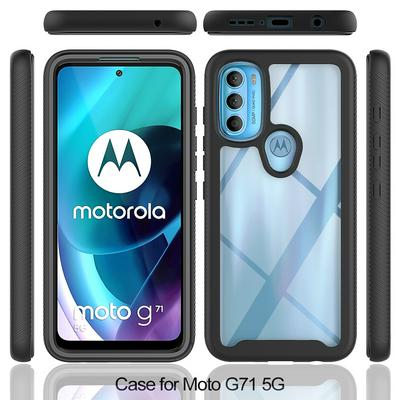 For Motorola Moto G71 5G Case Shockproof TPU+PC Phone Back Cover with PET Screen Film