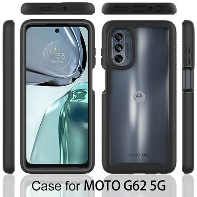 For Motorola Moto G62 5G Case Shockproof TPU+PC Phone Back Cover with PET Screen Film