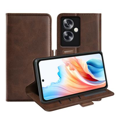 For OPPO A79 5G/OnePlus Nord N30 SE Double Buckle Wallet Style Folio Flip Leather Case with Stand and Card Slots Function