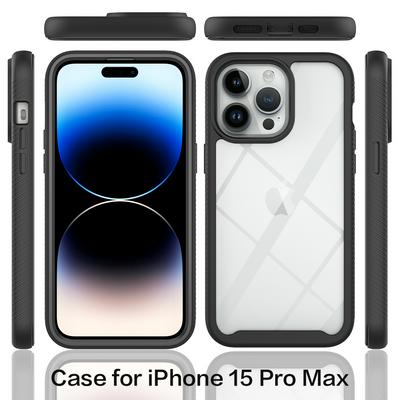 For iPhone 15 Pro Max Case Shockproof TPU+PC Phone Back Cover with PET Screen Film