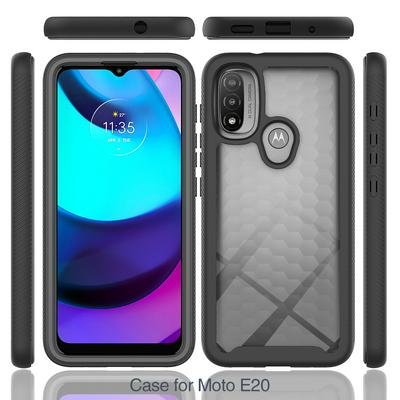 For Motorola Moto E20 Case Shockproof TPU+PC Phone Back Cover with PET Screen Film