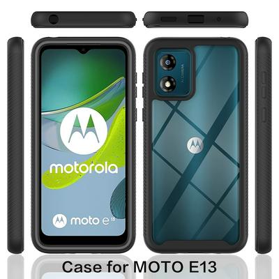 For Motorola Moto E13 Case Shockproof TPU+PC Phone Back Cover with PET Screen Film