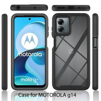 For Motorola Moto G14 Case Shockproof TPU+PC Phone Back Cover with PET Screen Film