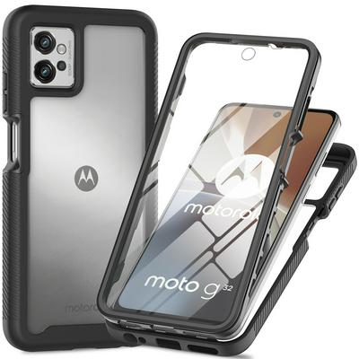 For Motorola Moto G32 Case Shockproof TPU+PC Phone Back Cover with PET Screen Film