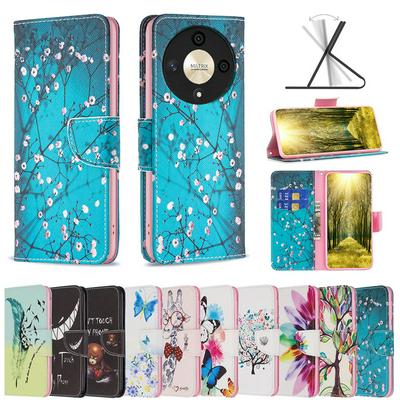 For Honor X9B / Magic 6 Lite Color Painted Side Flip Scratch Resistant PU Leather Wallet Phone Case