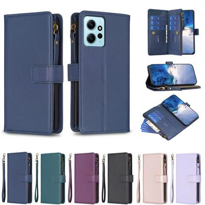 BF19 For Xiaomi Redmi Note 12 4G Anti-Dust PU Leather Wallet Zippered Cell Phone Case Stand Phone Cover