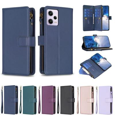 BF19 For Xiaomi Redmi Note 12 Pro Anti-Dust PU Leather Wallet Zippered Cell Phone Case Stand Phone Cover