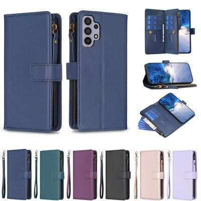 BF19 For Samsung Galaxy A32 5G Anti-Dust PU Leather Wallet Zippered Cell Phone Case Stand Phone Cover