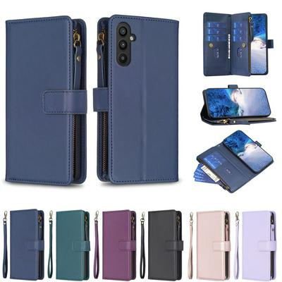 BF19 For Samsung Galaxy A34 5G Anti-Dust PU Leather Wallet Zippered Cell Phone Case Stand Phone Cover