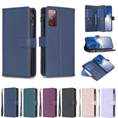 BF19 For Samsung Galaxy S20 FE Anti-Dust PU Leather Wallet Zippered Cell Phone Case Stand Phone Cover