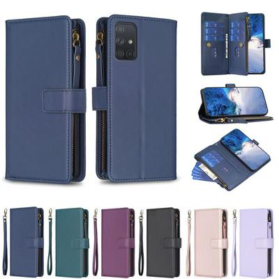 BF19 For Samsung Galaxy A71 4G Anti-Dust PU Leather Wallet Zippered Cell Phone Case Stand Phone Cover