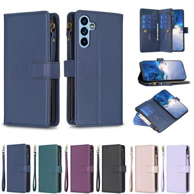BF19 For Samsung Galaxy A54 5G Anti-Dust PU Leather Wallet Zippered Cell Phone Case Stand Phone Cover