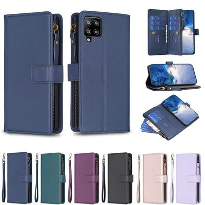 BF19 For Samsung Galaxy A42 5G Anti-Dust PU Leather Wallet Zippered Cell Phone Case Stand Phone Cover