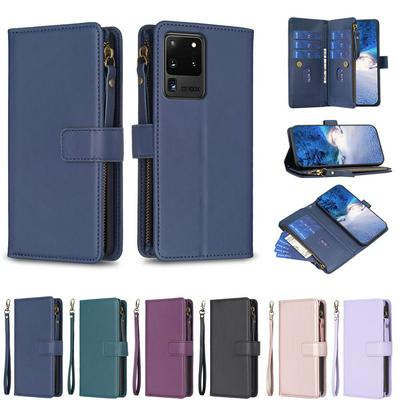 BF19 For Samsung Galaxy S20 Ultra Anti-Dust PU Leather Wallet Zippered Cell Phone Case Stand Phone Cover