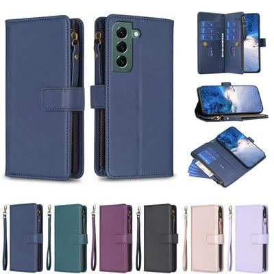 BF19 For Samsung Galaxy S22 Plus Anti-Dust PU Leather Wallet Zippered Cell Phone Case Stand Phone Cover