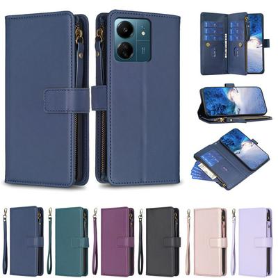BF19 For Xiaomi Redmi 13C 4G 5G Anti-Dust PU Leather Wallet Zippered Cell Phone Case Stand Phone Cover