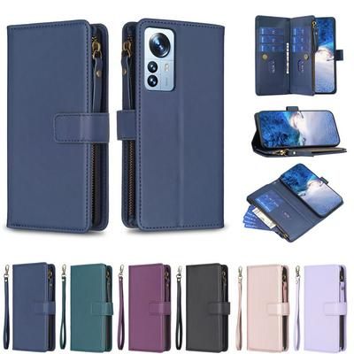 BF19 For Xiaomi 12 Pro Anti-Dust PU Leather Wallet Zippered Cell Phone Case Stand Phone Cover