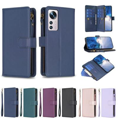 BF19 For Xiaomi 12 Anti-Dust PU Leather Wallet Zippered Cell Phone Case Stand Phone Cover