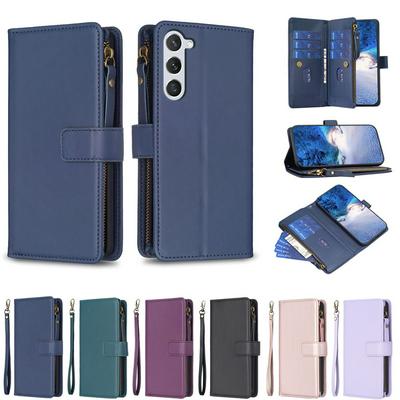 BF19 For Samsung Galaxy S23 Anti-Dust PU Leather Wallet Zippered Cell Phone Case Stand Phone Cover