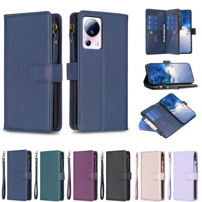 BF19 For Xiaomi 13 Lite Anti-Dust PU Leather Wallet Zippered Cell Phone Case Stand Phone Cover