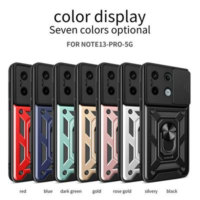 For Xiaomi Redmi Note 13 Pro Sergeant Shockproof Drop-proof PC+TPU Phone Protective Case with Metal Ring Kickstand and Metal Patch 