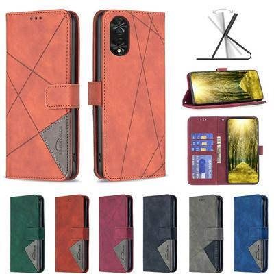 BF05 For TCL 40 NXTPAPER Stitching Rhombus Pattern Folio Flip PU Leather Wallet Phone Case