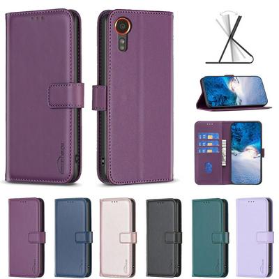 BINFEN COLOR BF17 For Samsung Galaxy Xcover 7 PU Leather Wallet Case Magnetic Folio Flip Stand Phone Cover