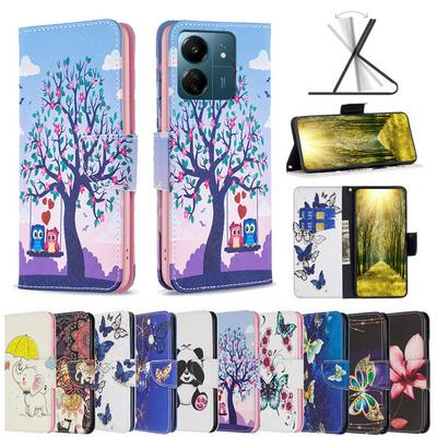 BF Pattern Printing Leather Series-2 for Xiaomi Redmi 13C 4G 5G PU Leather Cover Stand Wallet Full Protection Inner TPU Phone Case