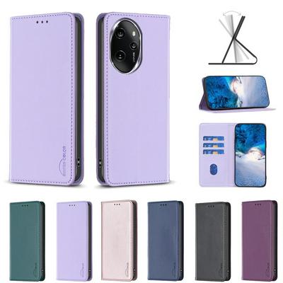 BF18 Protective Case for Honor 100 Pro Dermal dark magnetic field Leather Stand Phone Cover with Card Slots