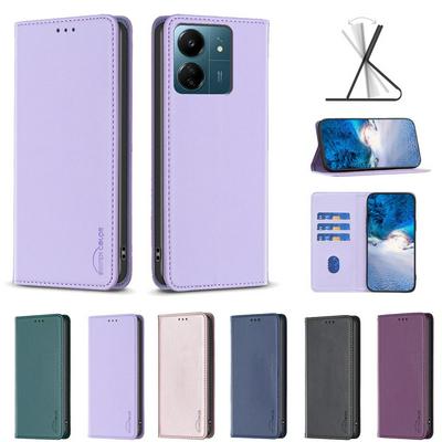 BF18 Protective Case for Xiaomi Redmi 13C 4G 5G Dermal dark magnetic field Leather Stand Phone Cover with Card Slots
