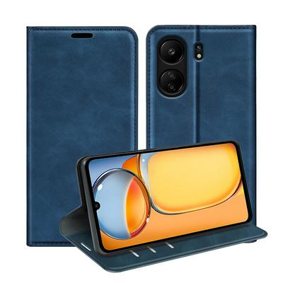 For Xiaomi Redmi 13C / Xiaomi Poco C65 Skin Feel Magnetic Attraction Flip Leather Wallet Case with Card Slot and Stand