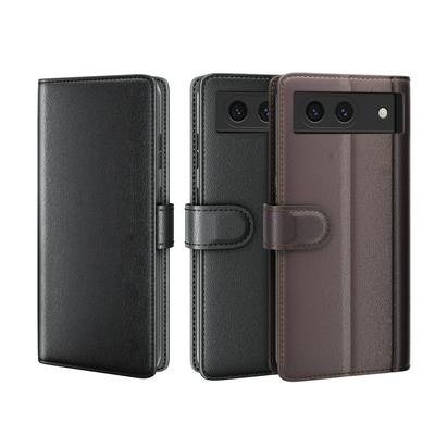 for Google Pixel 8A Side Flip Wallet Style Genuine Leather + Soft TPU Card Slots with Stand and Magnetic Buckle Case 