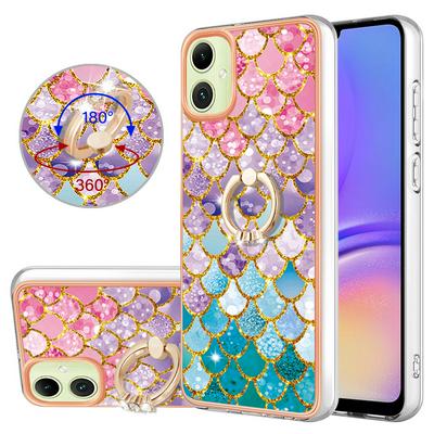For Samsung Galaxy A05 IMD Series-6 Ring Kickstand Feature Anti-wear Electroplated Frame TPU Case IMD Protective Back Cover