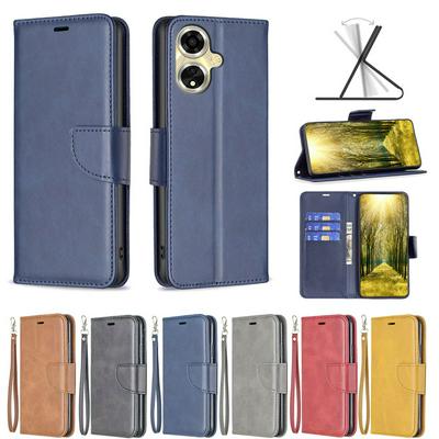 For OPPO A59 5G Solid Color Sheep Pattern Scratch Resistant Wallet Leather Case