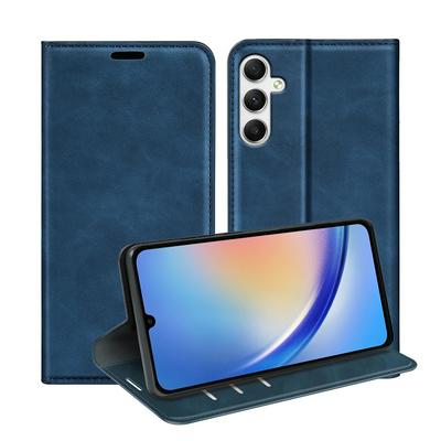 For Samsung Galaxy A35 5G Skin Feel Magnetic Attraction Flip Leather Wallet Case with Card Slot and Stand