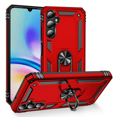 Sergeant Shockproof Drop-proof PC+TPU Phone Protective Case with Metal Ring Kickstand and Metal Patch for Samsung Galaxy A05S