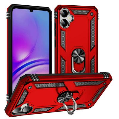 Sergeant Shockproof Drop-proof PC+TPU Phone Protective Case with Metal Ring Kickstand and Metal Patch for Samsung Galaxy A05