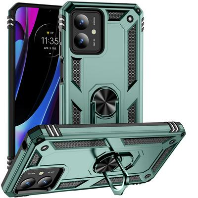 Sergeant Shockproof Drop-proof PC+TPU Phone Protective Case with Metal Ring Kickstand and Metal Patch for Motorola Moto G14